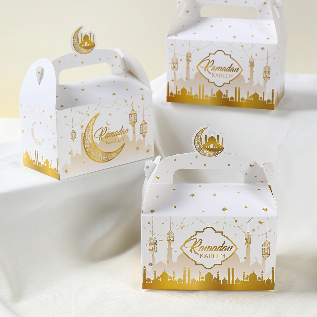 4pcs Eid Mubarak Cake Candy Box Ramadan Decoration 2024 for Home Islam Muslim Party Decor Eid Al Adha Ramadan Kareem Gift Boxes