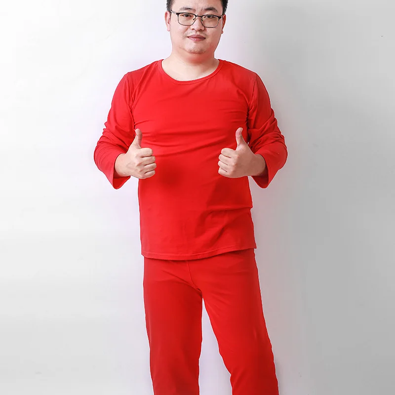 Plus Size 14XL 15XL 16XL 250KG Thicken Winter Men Thermal Underwear Tops O Neck Long Sleeve Cotton Gray Red Male Soft Underwear