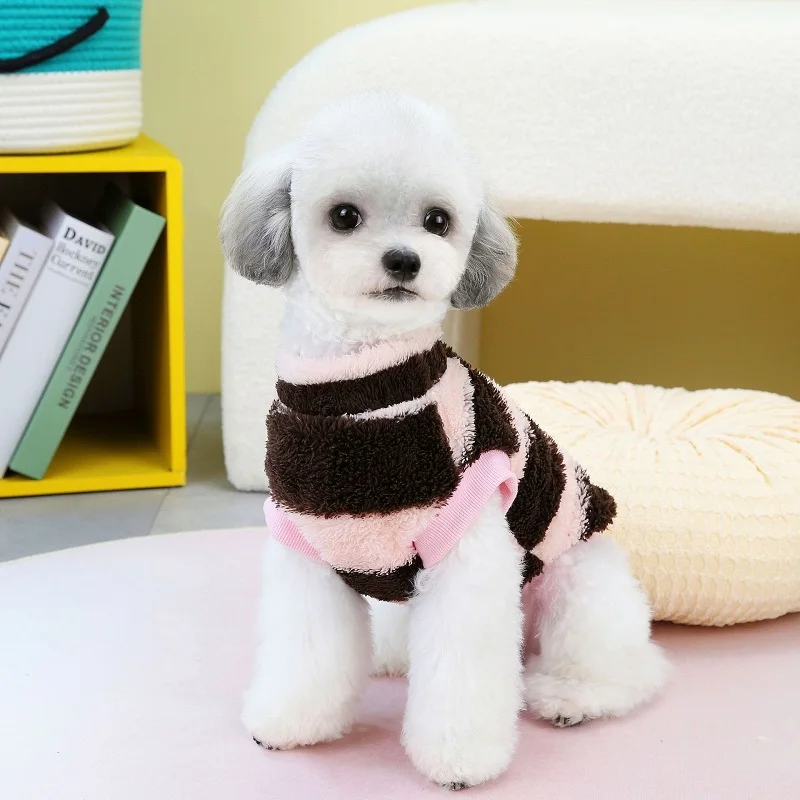 Hundekleidung Winter Gestreifter Herbst-Fleece-Hundemantel Warme Haustierweste Katzenbekleidung Chihuahua Französische Bulldogge Hundebekleidung Welpen-Pullover – Detail 13