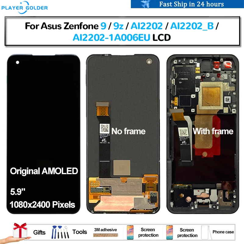 

Original AMOLED For Asus Zenfone 9 9z AI2202 AI2202_B AI2202-1A006 Pantalla lcd Display Touch Panel Screen Digitizer Assembly