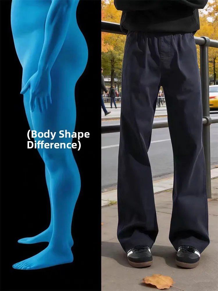 

American Style Flared Jeans Men's Winter Thickened Slimming Straight Leg Pants Long-lasting Effect Resistant to Deformation