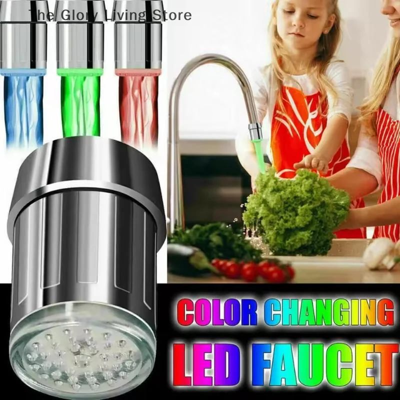 

3-Color LED Sensor Faucet Temperature-Sensitive Light Water Saving Stream Light Faucet Aerator Tap Nozzle For Kitchen Bathroom