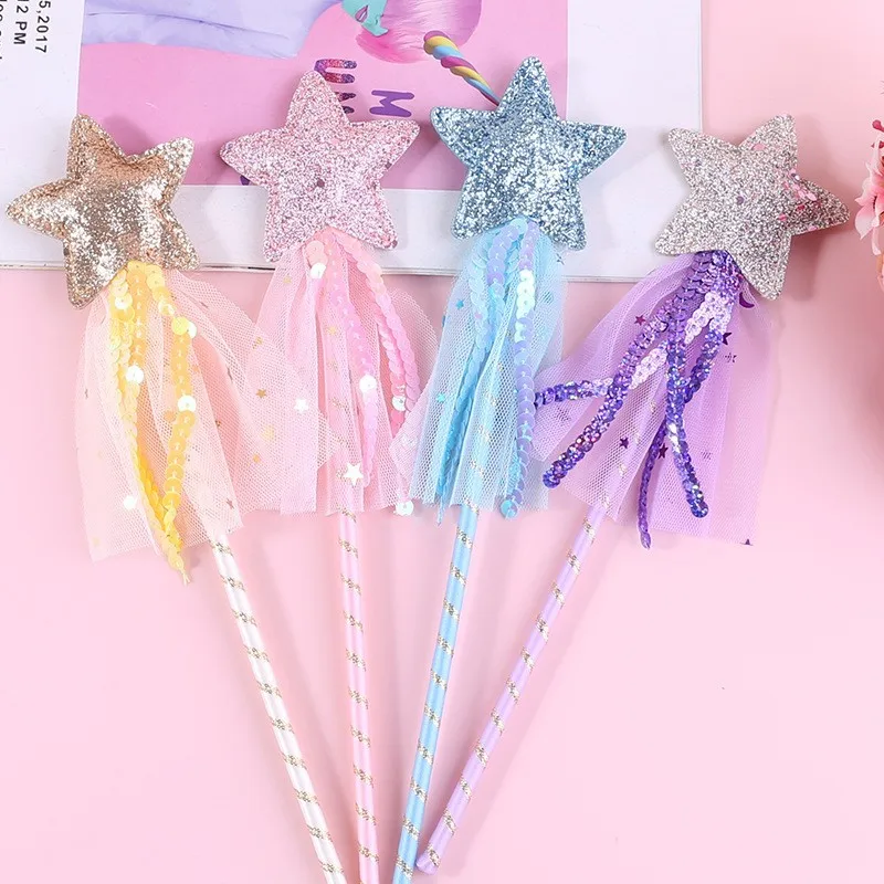 Gran oferta, varita de Hada de estrella de cinco puntas de ensueño, palo para niños, regalo de cumpleaños para niña, accesorios de Cosplay de princesa para fiesta de Halloween