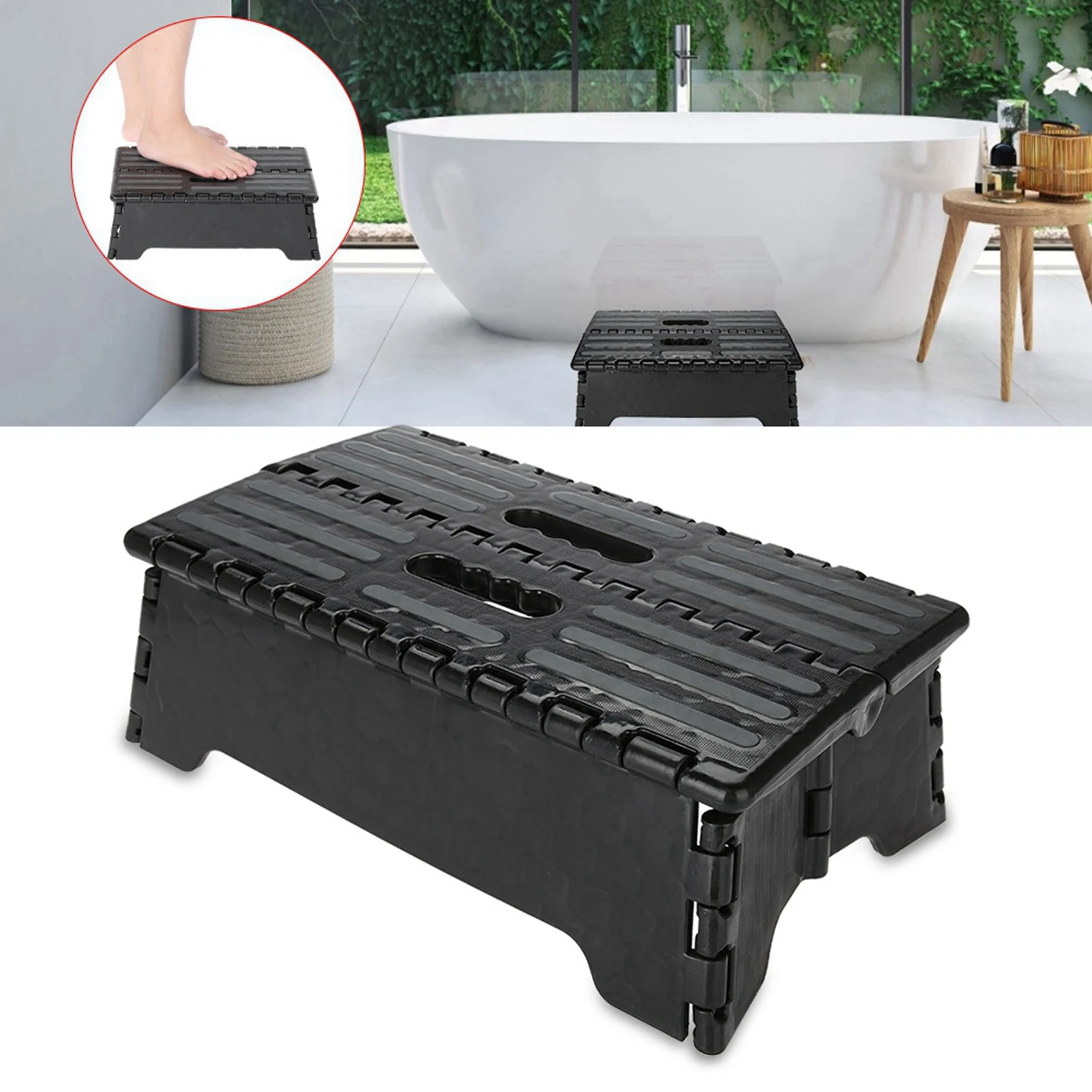 Black Step Stool Elderly Step Portable Folding Step Stool Black Step Ladder for Elderly Pregnant Bathroom Travel Use Step Ladder