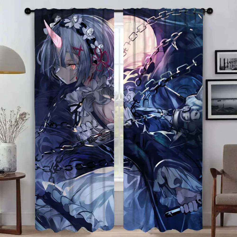 Curtains for Bedroom Re-zero Shades Window Curtain for Room 2 Panel Partition Home Interior Curtains Halloween Decoration Living