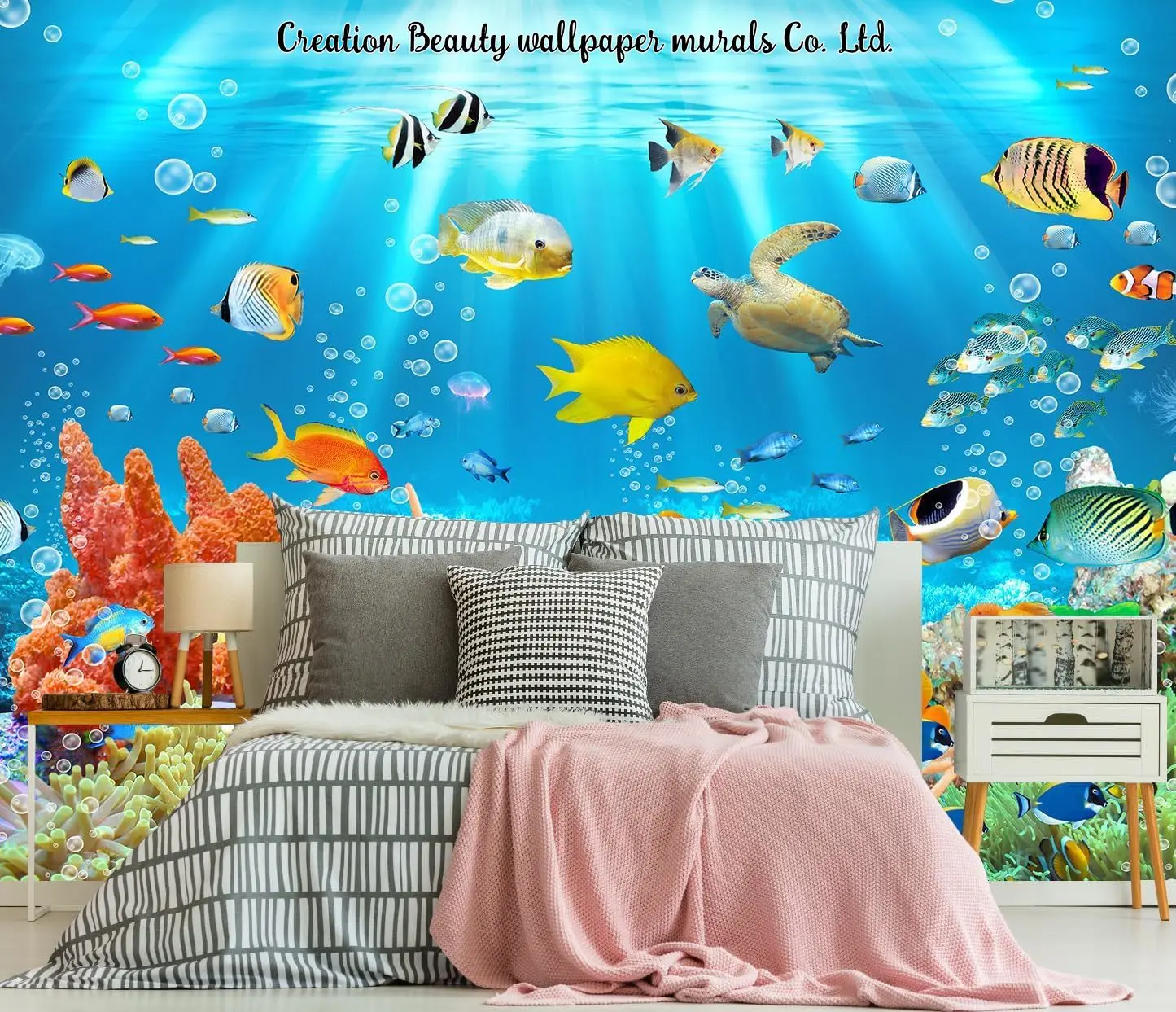 Underwater World Turtle Goldfish Clown Fish Wallpaper for Bedroom Living Room Mural Children's Room Kids Room Decor Papel Tapiz