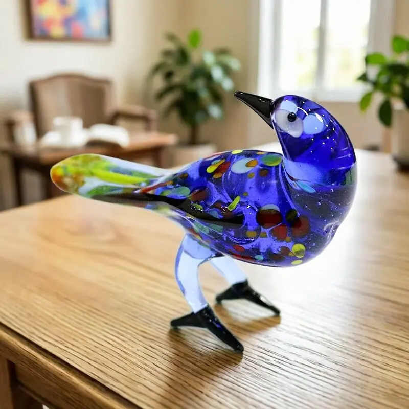 

Murano Glass Bird Figurine Cute Animal Statue Small Ornament Home Table Decor Collectible Unique Christmas New Year Holiday Gift