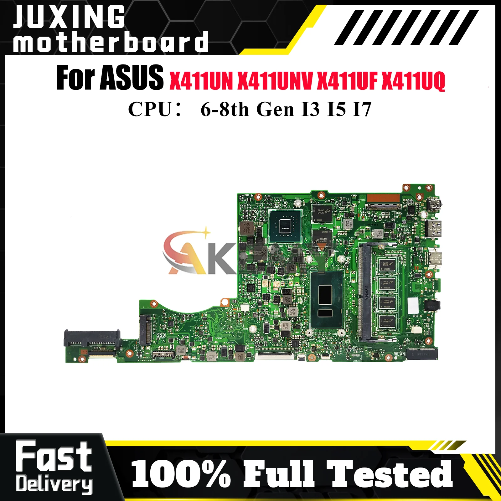 

X411UV Материнская плата для ноутбука ASUS VivoBook X411UN X411UQ S4000V X411UV X411UNV X411U r421u S4200U X411UF Материнская плата I3 I5 I7 CPU