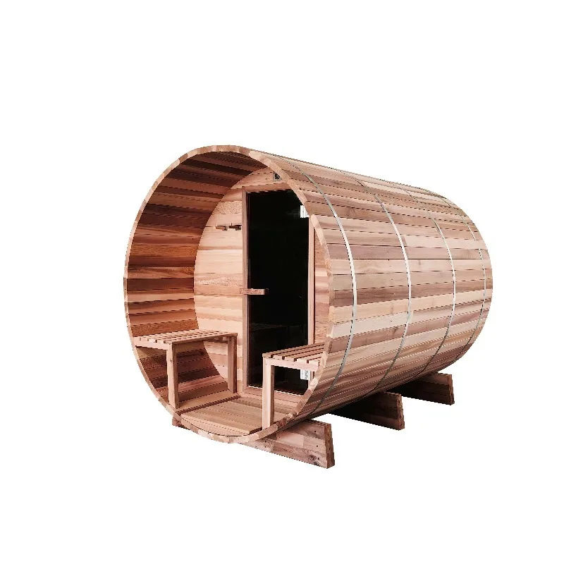 Customized 3-4 Person Round Barrel Sauna, High Quality Traditional Outdoor Solid Wood Dry Steam Sauna Room