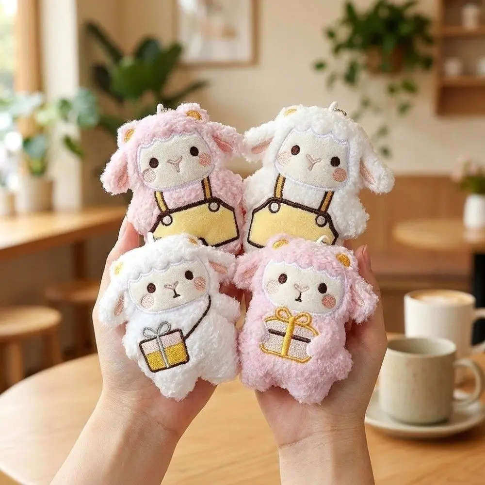 Chinese Zodiac Sheep Plush Keychain Cartoon Multi Colors Stuffed Lamb Pendant Soft Fluffy Curly Sheep Keychain