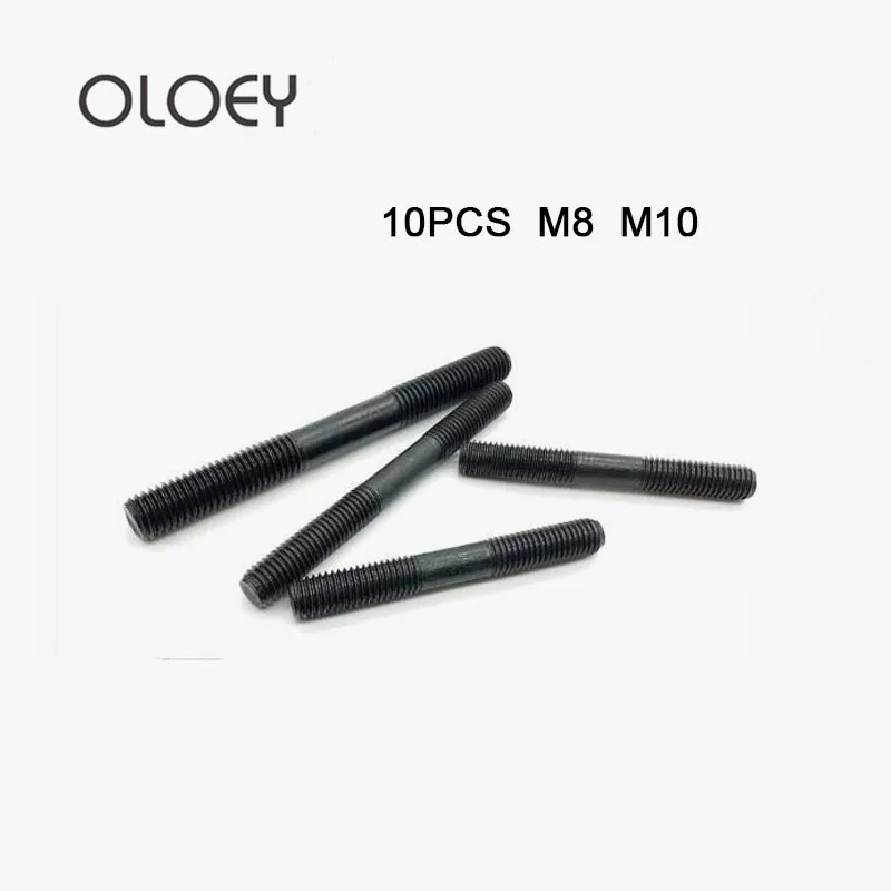 

10pcs 8.8 Grade Carbon Steel Metric Standard Stud Bolts Screw Rod Tooth Stick Double Head M8*30/40/50/60--100mm