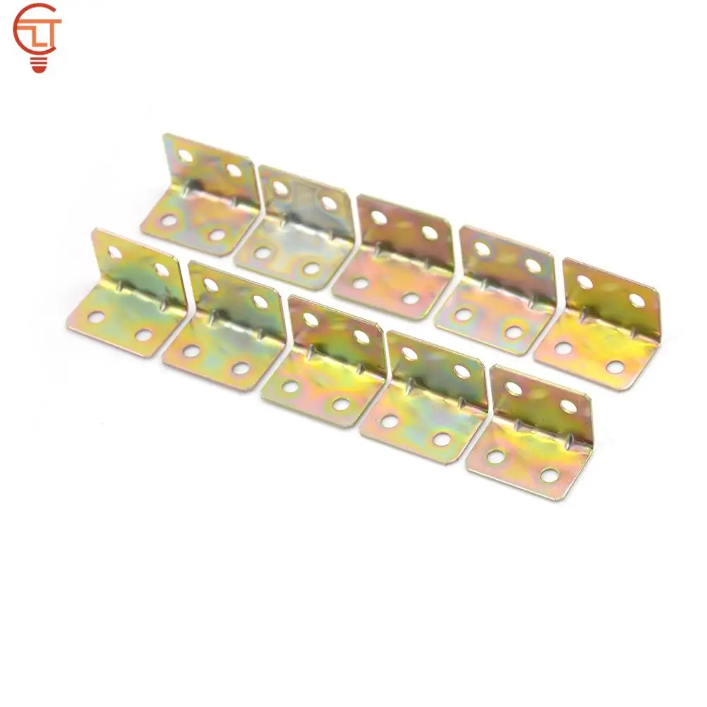 10Pcs 29*20*4mm 90 Degree Metal Right Angle Bracket Shelf Support 4 Holes