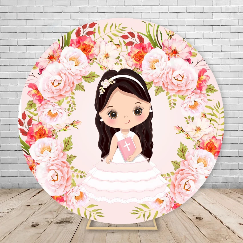 

Круглый фон-украшение для первого причастия, крещения, детского праздника, вечеринки в честь рождения ребенка, для мальчиков и девочек, с ангелом