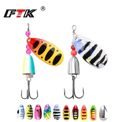 FTK New Metal Fishing Lure Spinner Bait 1PCS 4.7g-12.5g High Quality Hard Baits Treble Hook Fishing Tackle For Pike