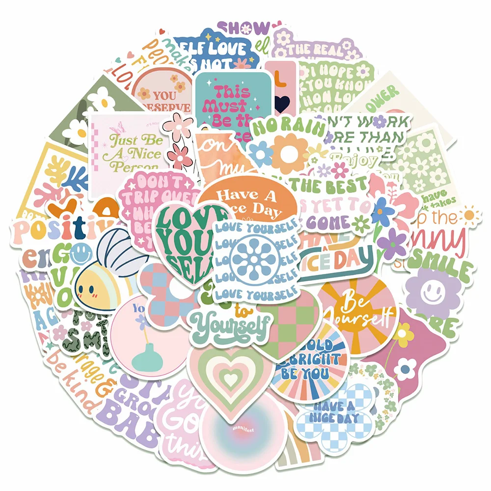 

10/30/50/100pcs Pink Danish Style Inspirational Phrases Stickers Cute Cartoon Aesthetic Sticker Laptop Phone Luggage Girl Decals