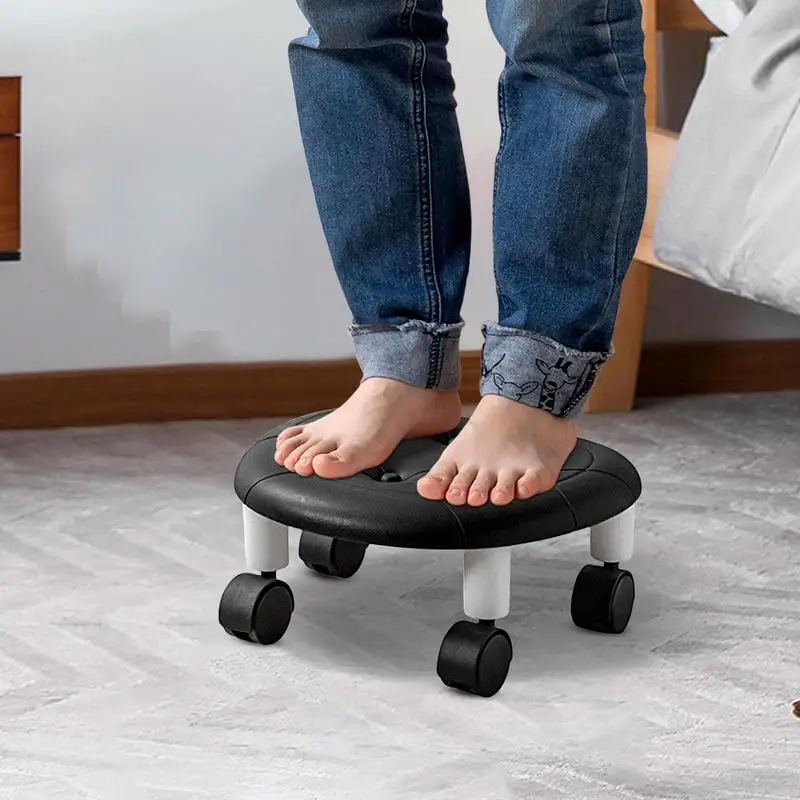 Small Rolling Stool Pulley Wheel Stool Pedicure Stool 360 Degree Swivel Low Roller Seat Rotating Low Stool Portable For Home Spa