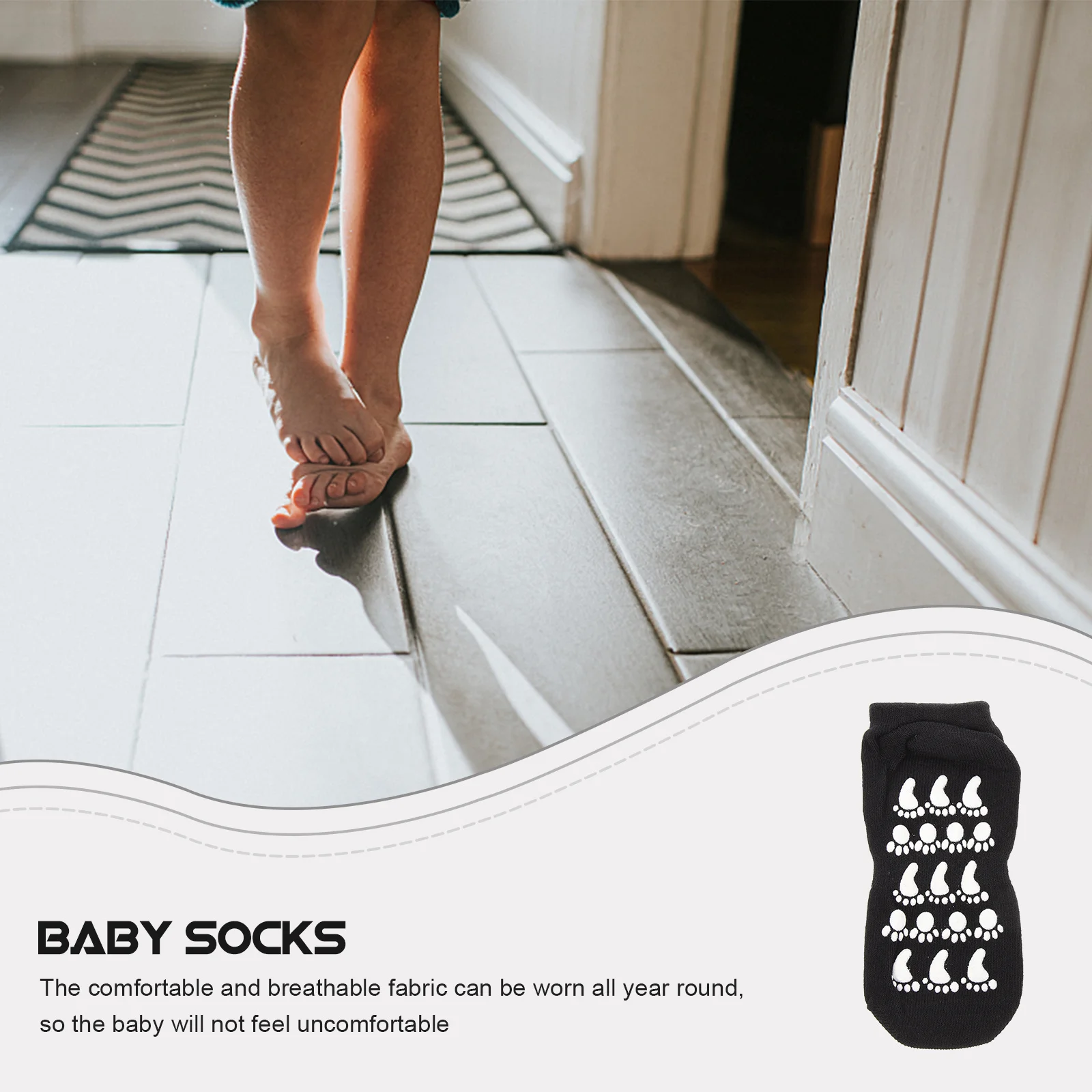 

5 Pairs Kids Non-Slip Floor Low-Cut Cotton Lovely Children Grip Ankle Socks Breathable Comfortable Fresh Style Playtime Home