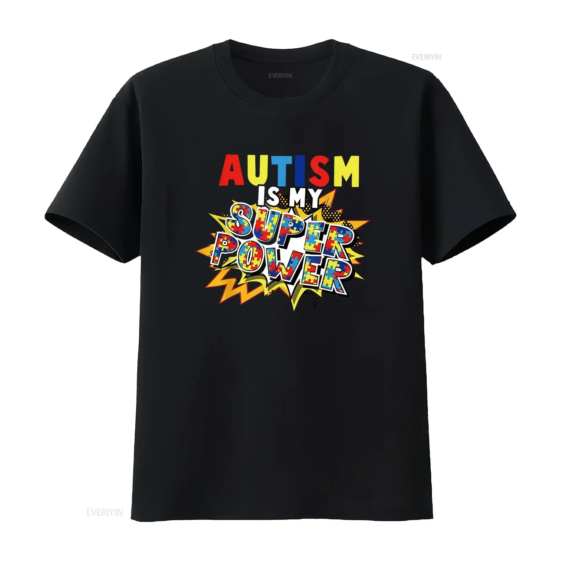 Autism Awareness T Shirt is My Super Power vintage Washed fashion Top For Everyday Wear Breathable Slightly Stretched Unisex