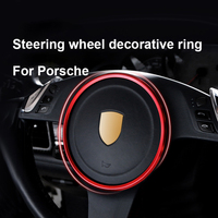 For Porsche Cayenne Panamera 2010-2016 Macan 2014-2021 911 2016-18 718 16-22 Car Steering Wheel Cover Trim Frame Decoration Ring