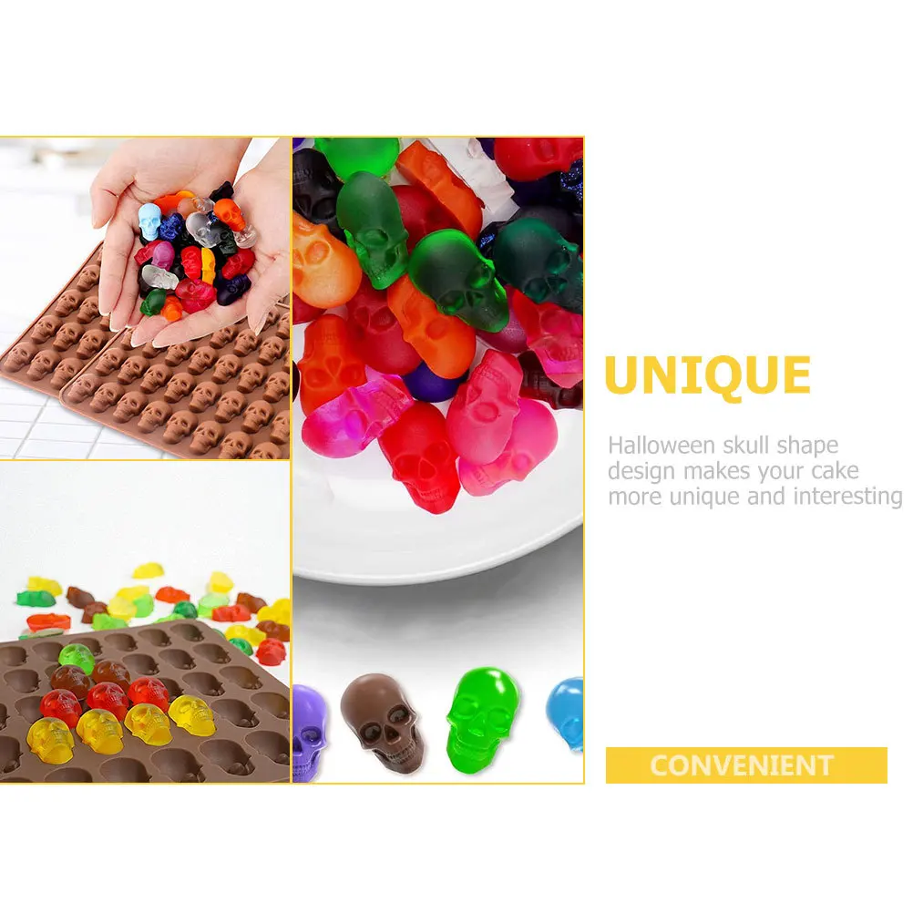 

1Set Halloween Skull Cookie Mold Silicone Baking Mold for DIY Cake Candy Fondant Chocolate Molds Creative Dessert