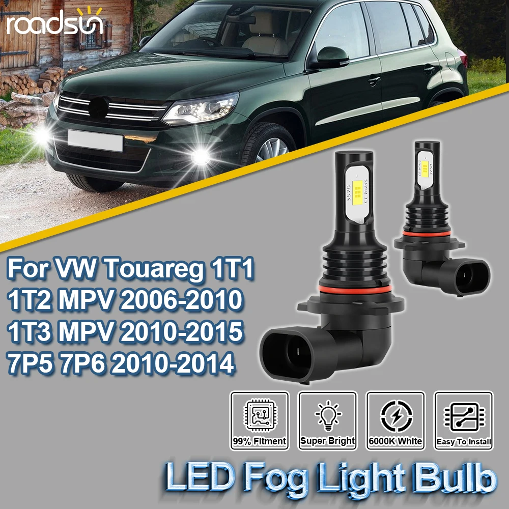 Roadsun For VW Touareg 1T1 1T2 MPV 2006-2010 1T3 MPV 2010-2015 7P5 7P6 2010-2014 2X Fog Light Ampoules Canbus Car Fog Lamp Bulbs