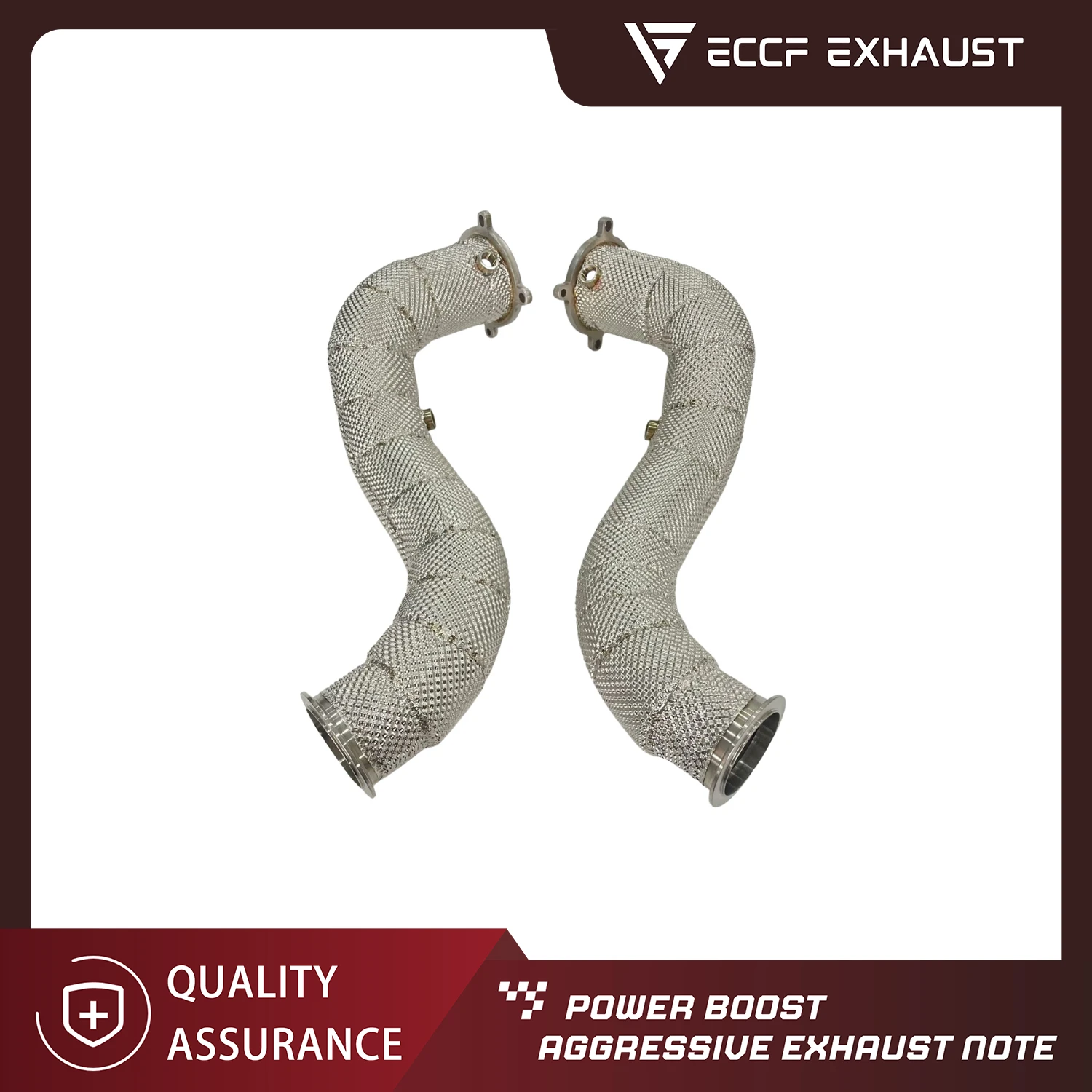 

ECCF Decatted Downpipes with Premium Heat Shielding for McLaren 720S Supercar Performance Exhaust Component Reversible to Stock
