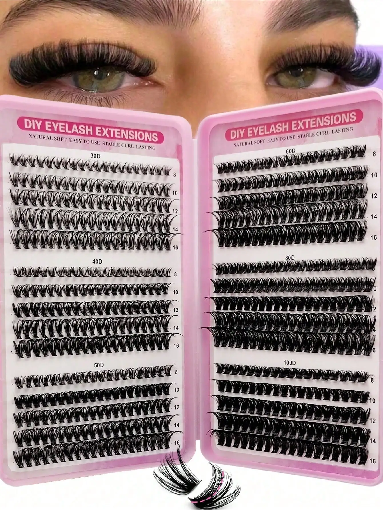 DIY Wimpernverlängerungen für Zuhause, Wimpernbuch, weiche, flauschige Cluster-Wimpern, natürliche einzelne Wimpern für Augen-Make-up – Detail 1