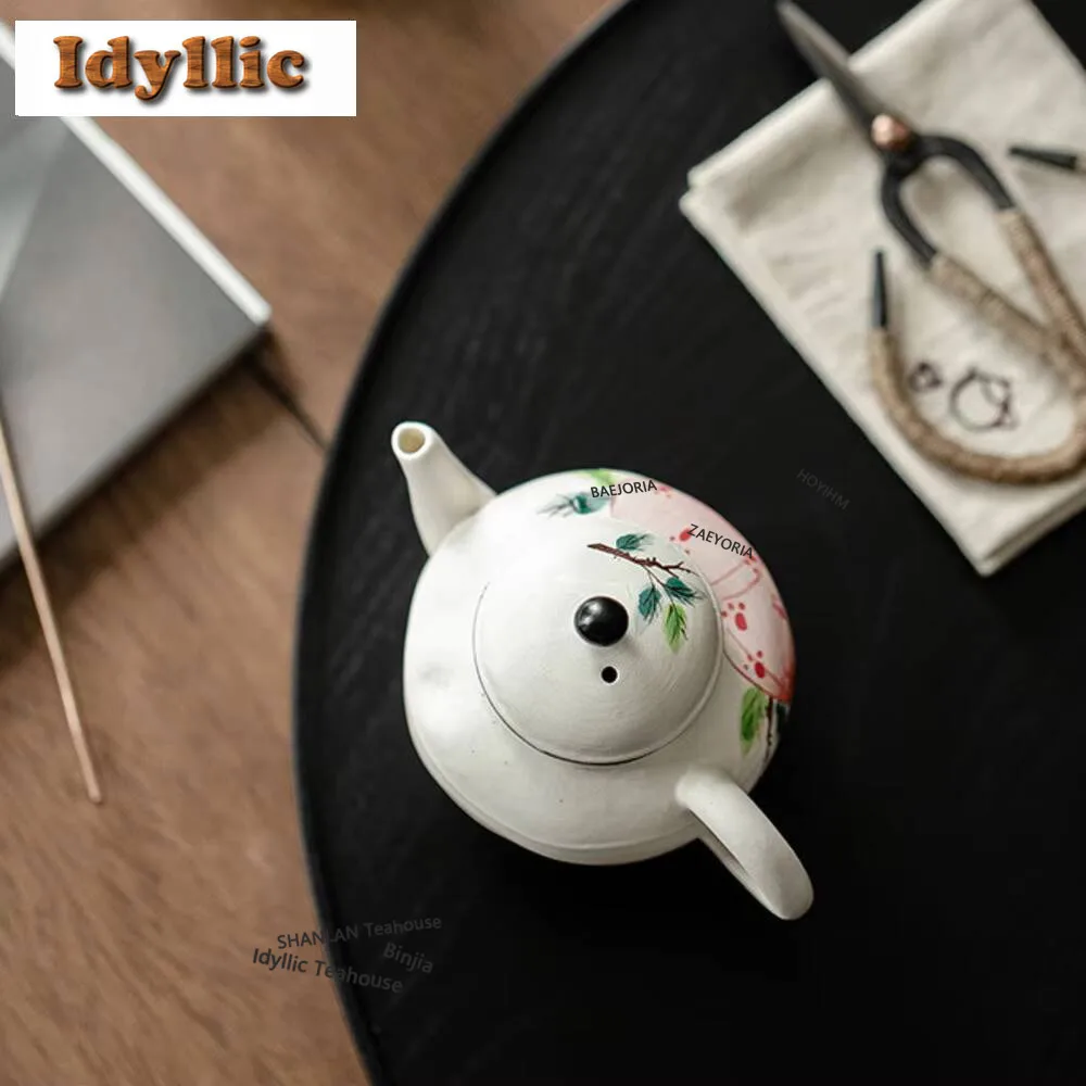 HOYIHM 100ml Retro Hand-painted Longevity Peach Teapot Creative Powder Yin Pot With Filter Tea Brewing Kettle For Accessories