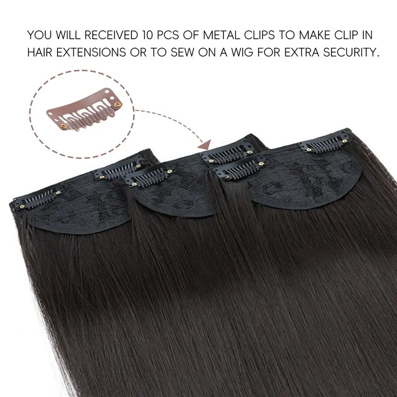 【NEW A39M】 10Pcs Brown Snap Clips U-Shape Metal Clips For Hair Extensions DIY