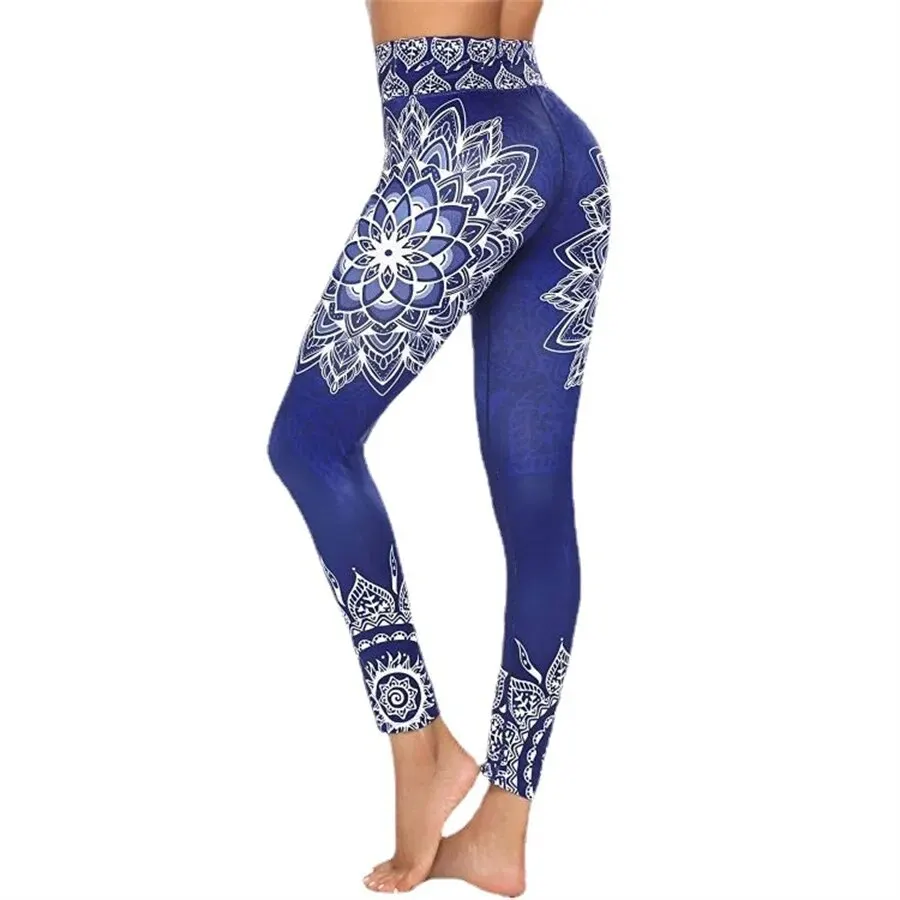 INS Cross-border New Printed High-waist High-stretch Sports Running Fitness Leisure Bottoming Yiwu Nine-point Pants