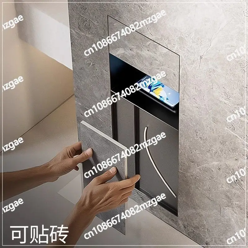 Heavy-Duty Recessed Wall Niche for Bathroom, 304 Stainless Steel Hidden Shelf with Seamless Welding, Anti-Rust Tile Insert