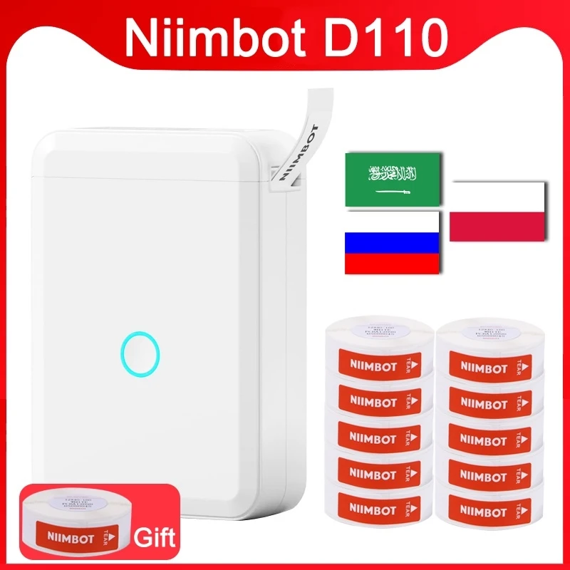 NIIMBOT D11/D110 Thermal Label Maker Machine Portable Sticker Printer with Tape, No Ink Wireless Technology for Office Home