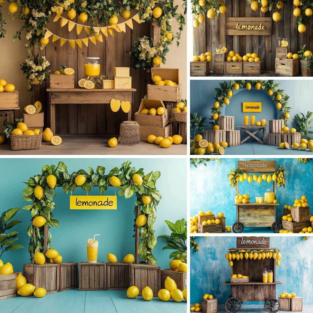 

Lemon Booth Shop Theme Photography Background Baby Shower Kids Birthday Party Newborn Baby Portrait Photo Banner Studio Props