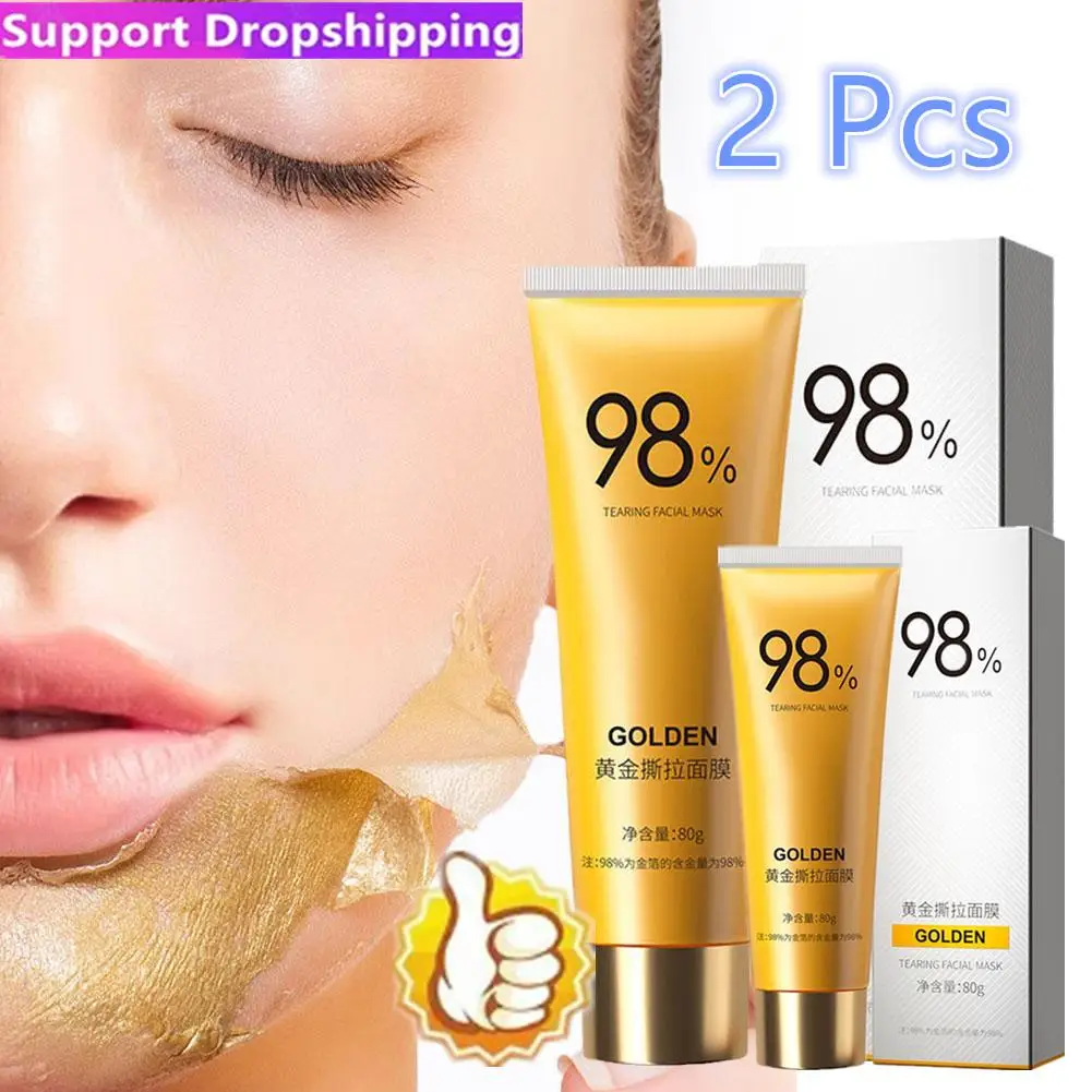 2PC 24k Gold Foil Peel-Off Masque Firming facial mask for Women 98% Beilingmei Gold Foil Peel-Off Mask for Rough Large Pore