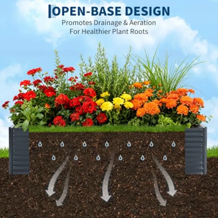 Raised garden bed for outdoor use, galvanized steel, grey, includes cover with large zipper door and detachable design