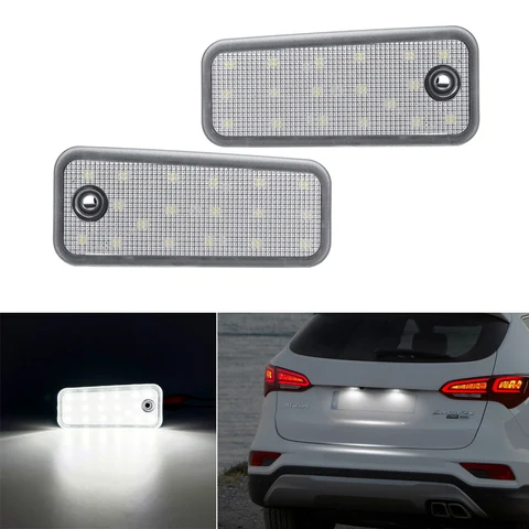 1 пара белых светодиодов для номерного знака Hyundai Santa Fe DM Grand Santa Fe NC 2013-2018