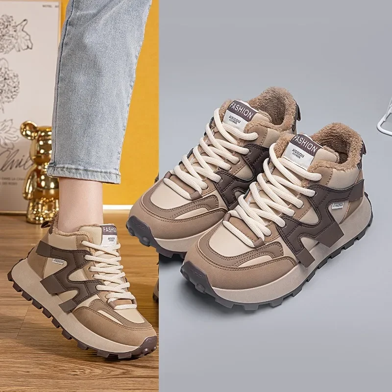 

Women Warm Sneaker Non-slip Running Shoes Thicken Plush Cotton Shoes Height Increased Shoes Wedges Cotton Boots Vulcanized Shoe