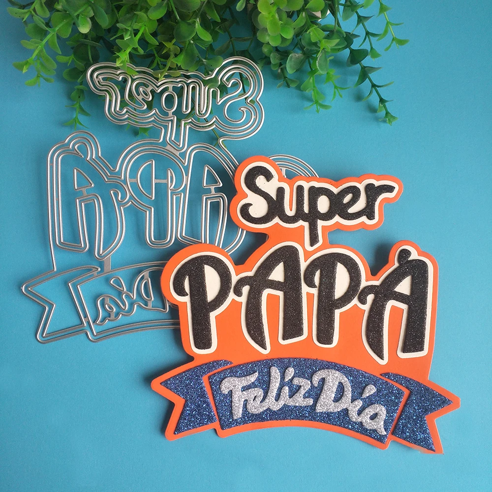 New Spanish Father's Day Super Dad cutting dies scrapbook decoration embossed photo album decoration card making DIY crafts