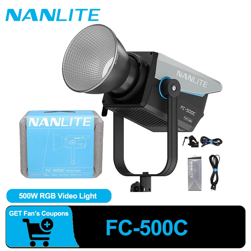 

Nanlite FC-500C Full Color RGB 500w Bowens Mount Video Light LED COB Filling Light Built-in Special Lighting Effects