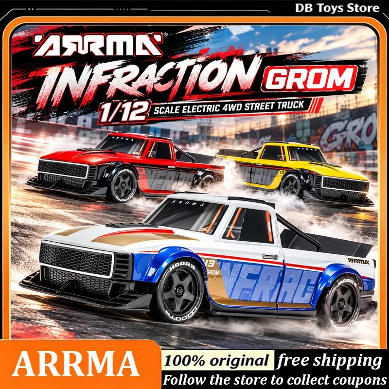 ARRMA 1/12 Infraction GROM 3S 4WD Brushless RC Street Drag Car 80km/h RTR RC Racing Model Car Metal rotating parts Low CG 