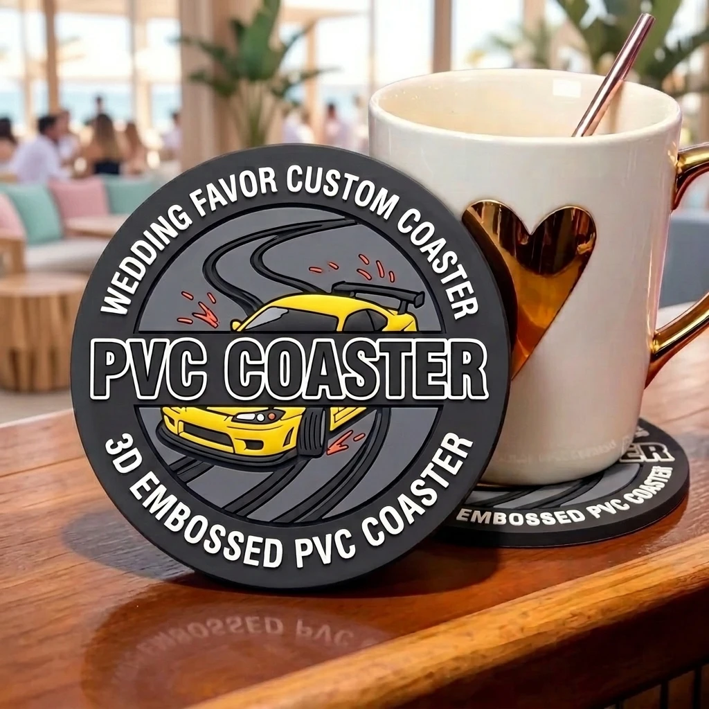 Personalized Round Silicone‑Free PVC Coaster Custom Logo Drink Mat Non‑slip Hot Pad Tabletop Decoration