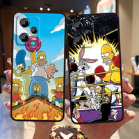 The Disney Simpsons For Xiaomi Redmi Note 13 12R 12 12S Turbo 11 11T 11S 10 10S Pro Plus 5G Black Soft Phone Case