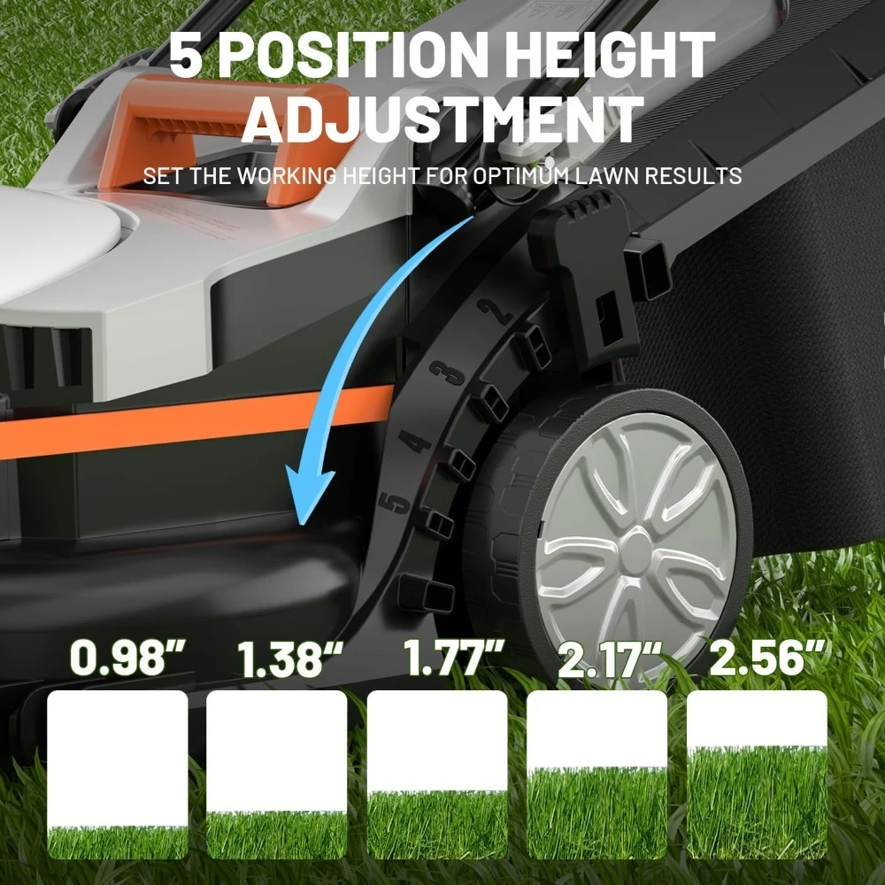 الأفضل - جزازة العشب اللاسلكية 13 بوصة، U20 مفيد + 20 فولت جزازات العشب الكهربائية للحديقة والساحة والمزرعة، 5 ارتفاعات قابلة للتعديل #4