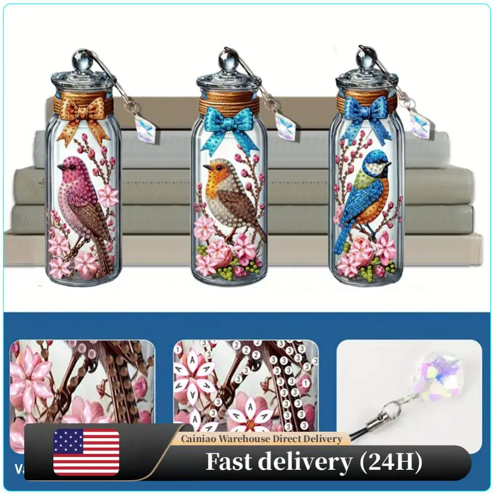 

3шт птица в стеклянной бутылке DIY алмазная живопись закладка для любителей чтения