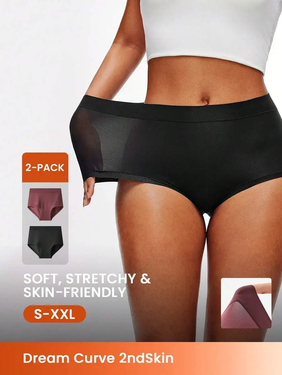 

2-Pack Mid Rise Soft Stretchy No Show Briefs Women Underwear