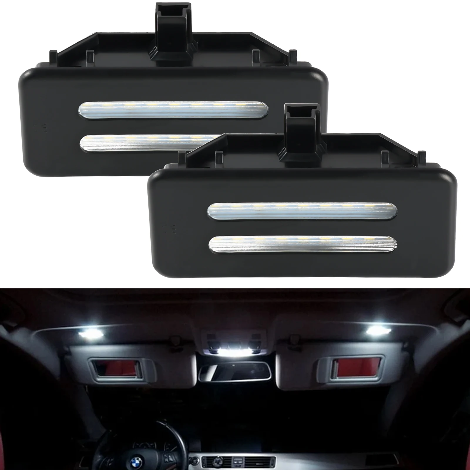 2X For BMW X5 E70 X3 F25 E90 E91 E92 E60 E61 X6 E71 Energy Saving Car LED Interior Sun Visor Vanity Mirror Lamps Reading Lights