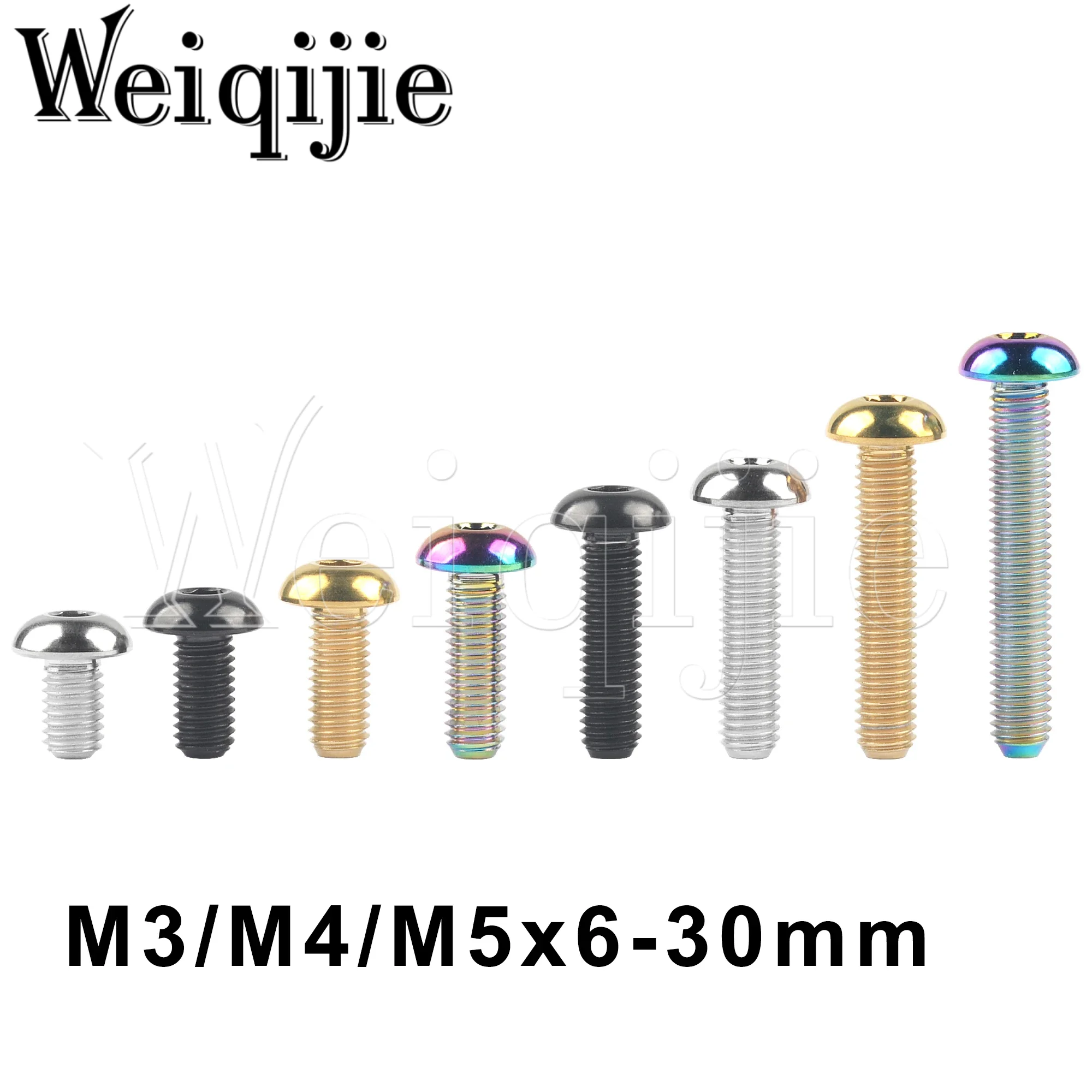 Weiqijie 티타늄 볼트 알렌 키, 자전거 병 케이지 고정 나사, M3, M4, M5 x 6, 8, 10, 12, 15, 18, 20, 25, 30mm