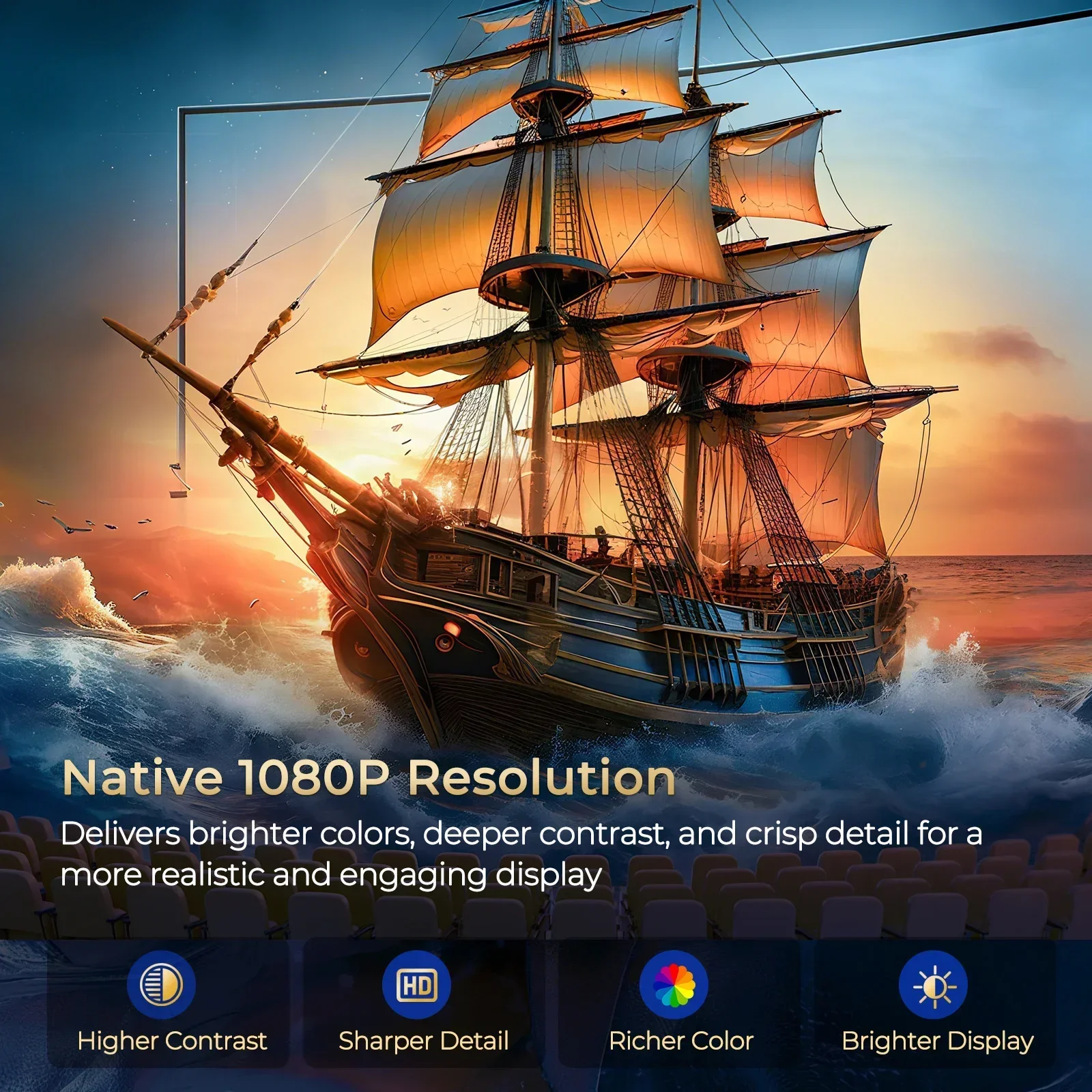 Projecteur LynCast 4K X3AQ 600ANSI Native 1080P Mise au point automatique et Keystone 360 °   Tourner le cinéma maison portable Android 11 BT5.4 WIFI6