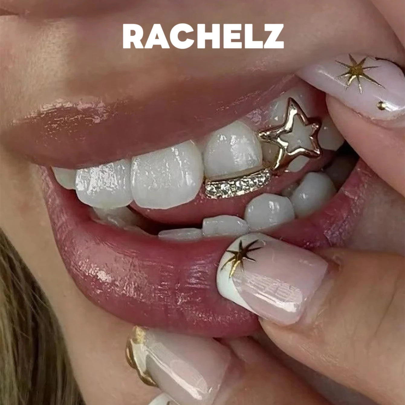 RACHELZ Y2K Vintage Zirkon Hohl Stern Zähne Grillz Hotties Trend CZ Stein Zahn Kappen Für Frauen Männer Schmuck Weihnachten Geschenk