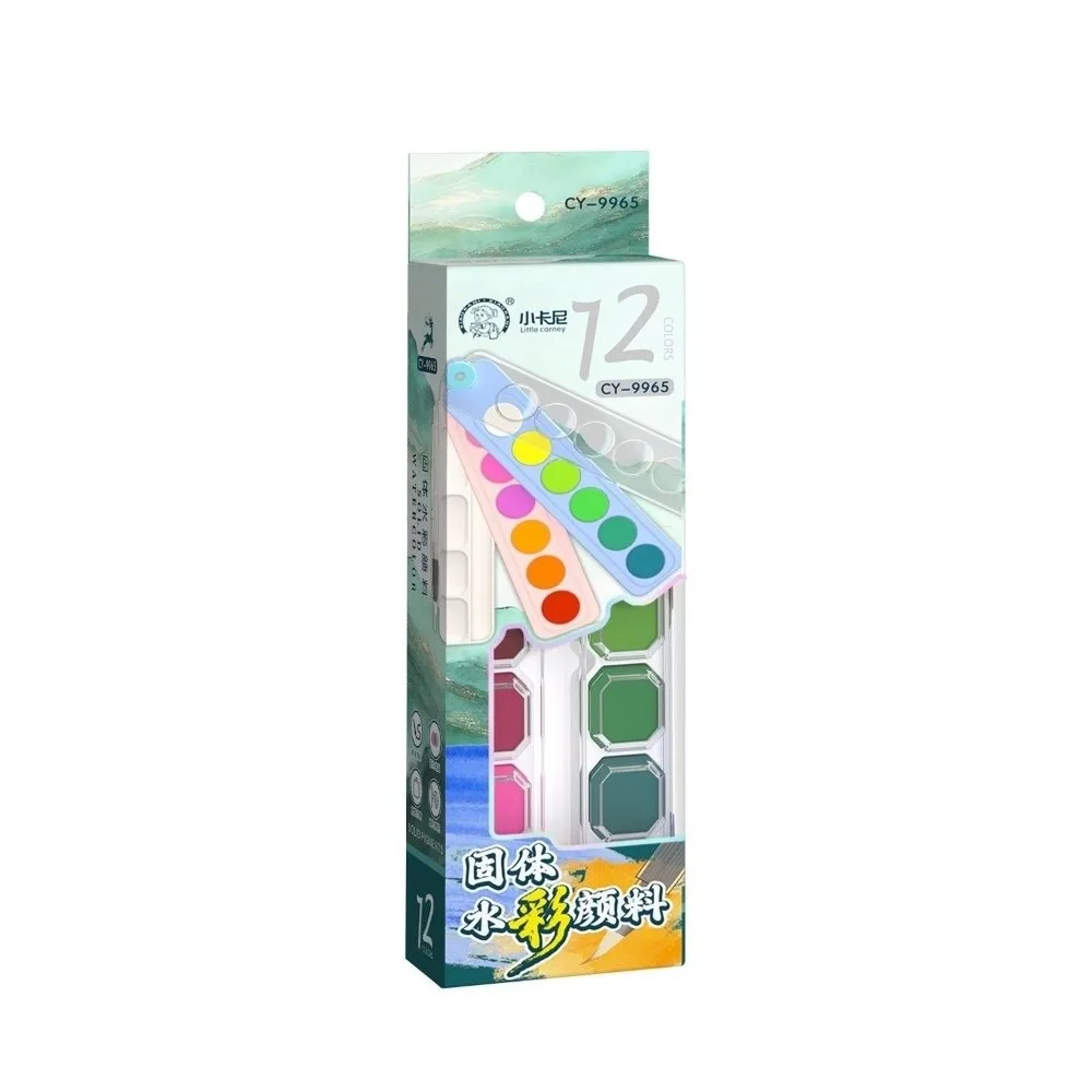 Foldable Solid Watercolor Set 12/18/24/36 Colors with Water Brush Fan Watercolor Paint Fan Shape Watercolor Pigment Students